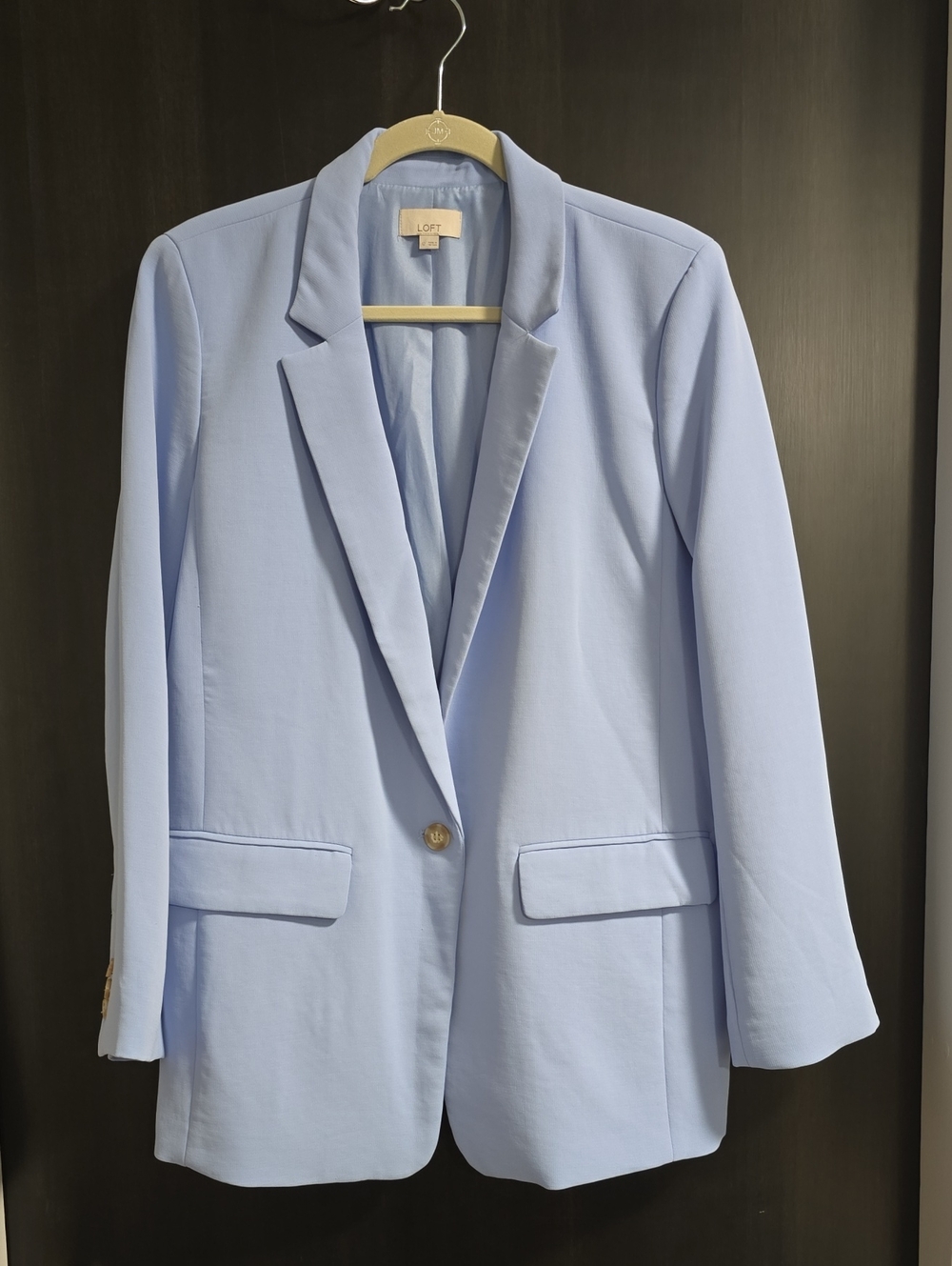 LOFT Soft Light Blue Single-Button Blazer, Size 12